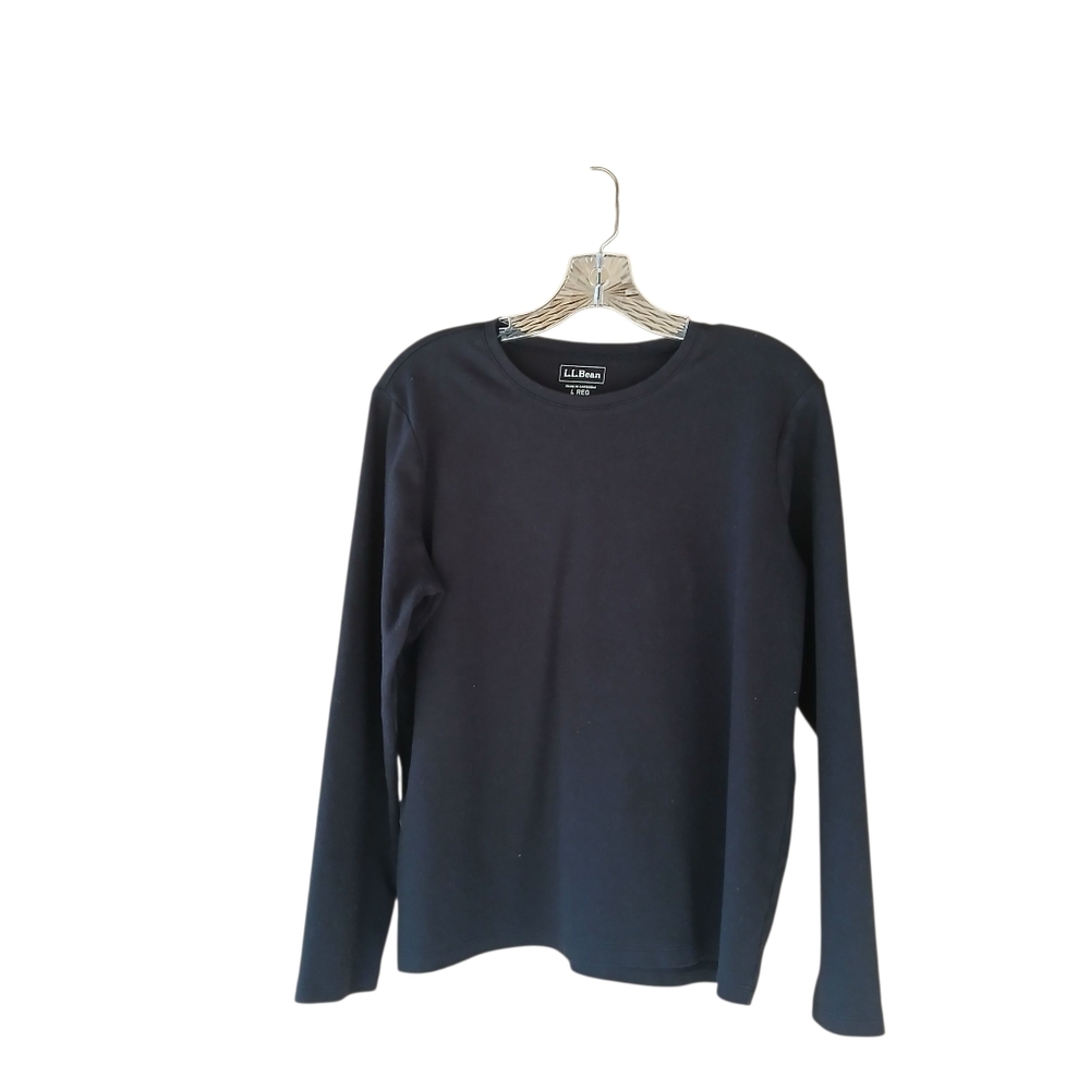 L.L. Bean Black Crew Neck Long Sleeved Tee Shirt Large